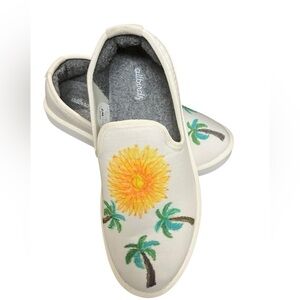 Allbirds Tropical Print White Canvas Preppy‎ SlipOn Beachy Sneakers Women Size 7